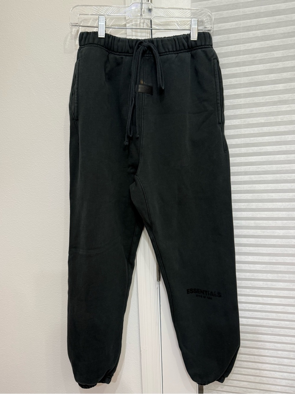 Essentials Black Men's Fleece Joggers with Drawstring